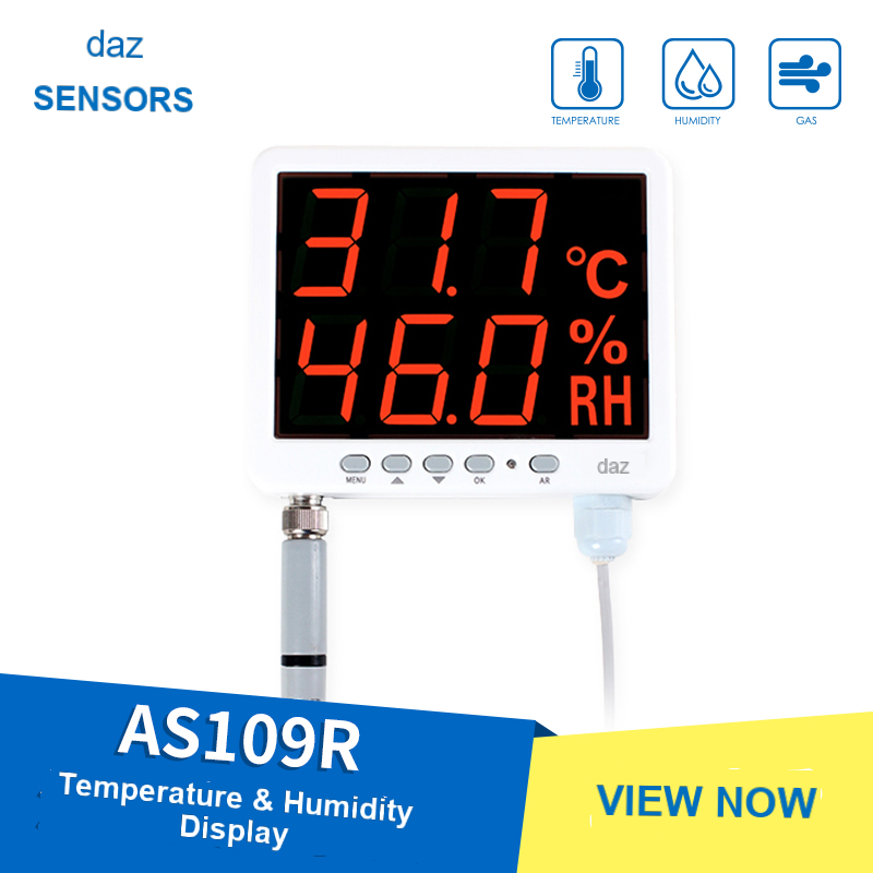 AS109 Wall-Mounted Temperature and Humidity Display and Data Logger, RS485